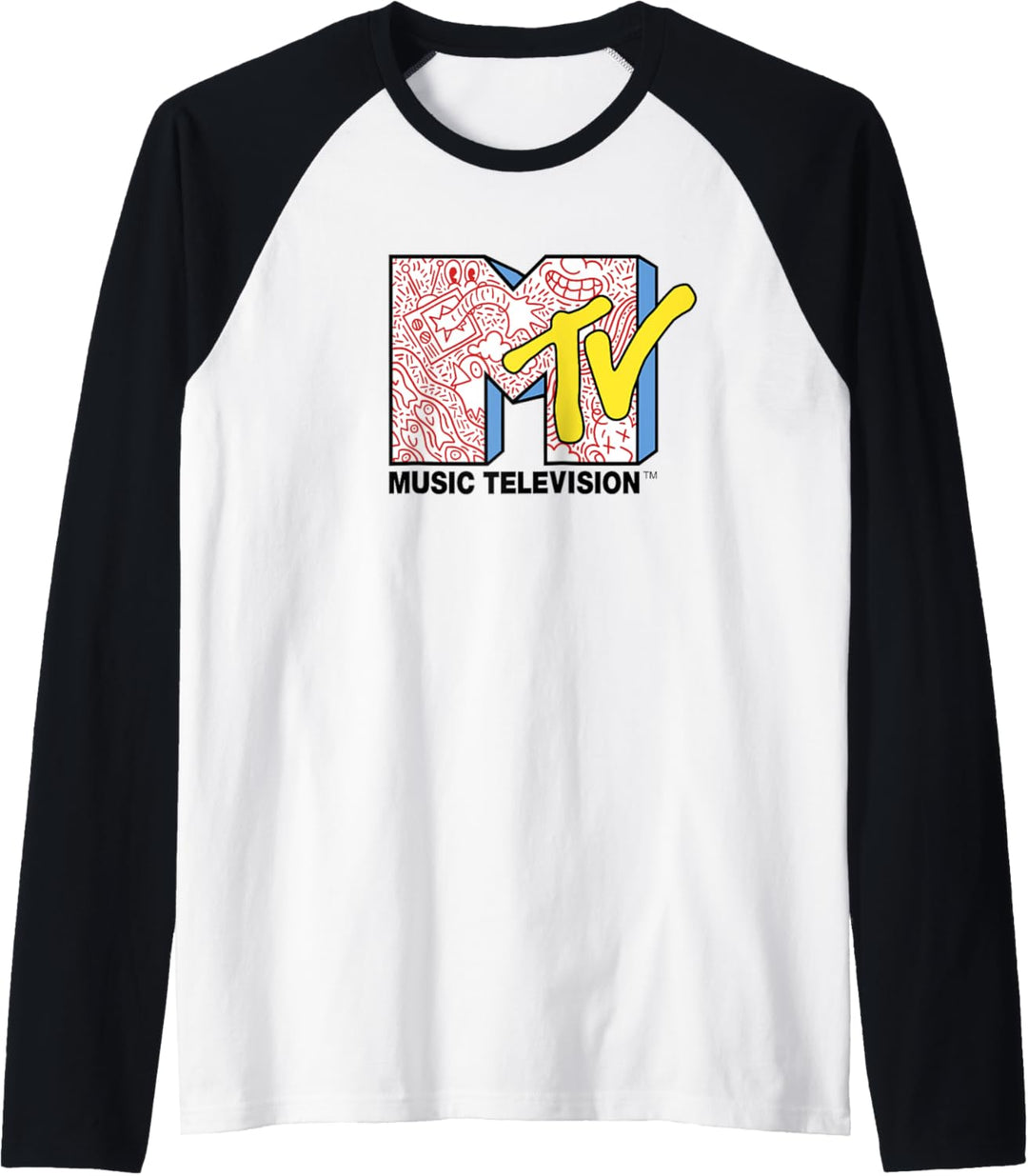MTV Music Television Doodle Fill Logo Raglan