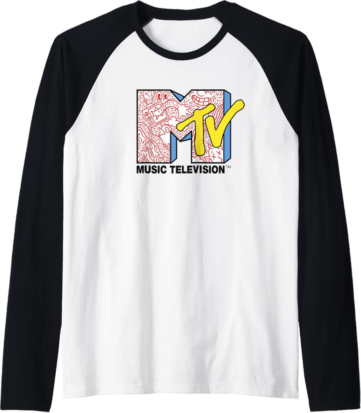 MTV Music Television Doodle Fill Logo Raglan