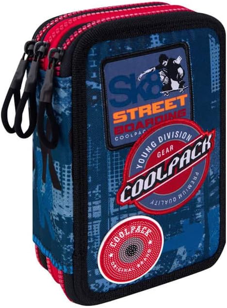 COOLPACK 3-FACH B67154 44-teilig Mäppchen Federmappe Federtasche, Blue Badges