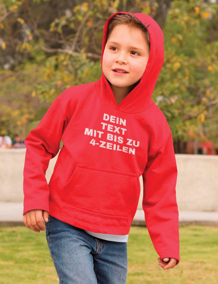 Kinder Hoodie Bedrucken Lassen - Mit Wunschtext personalisiert - Kapuzenpullover als Geschenk für Ju
