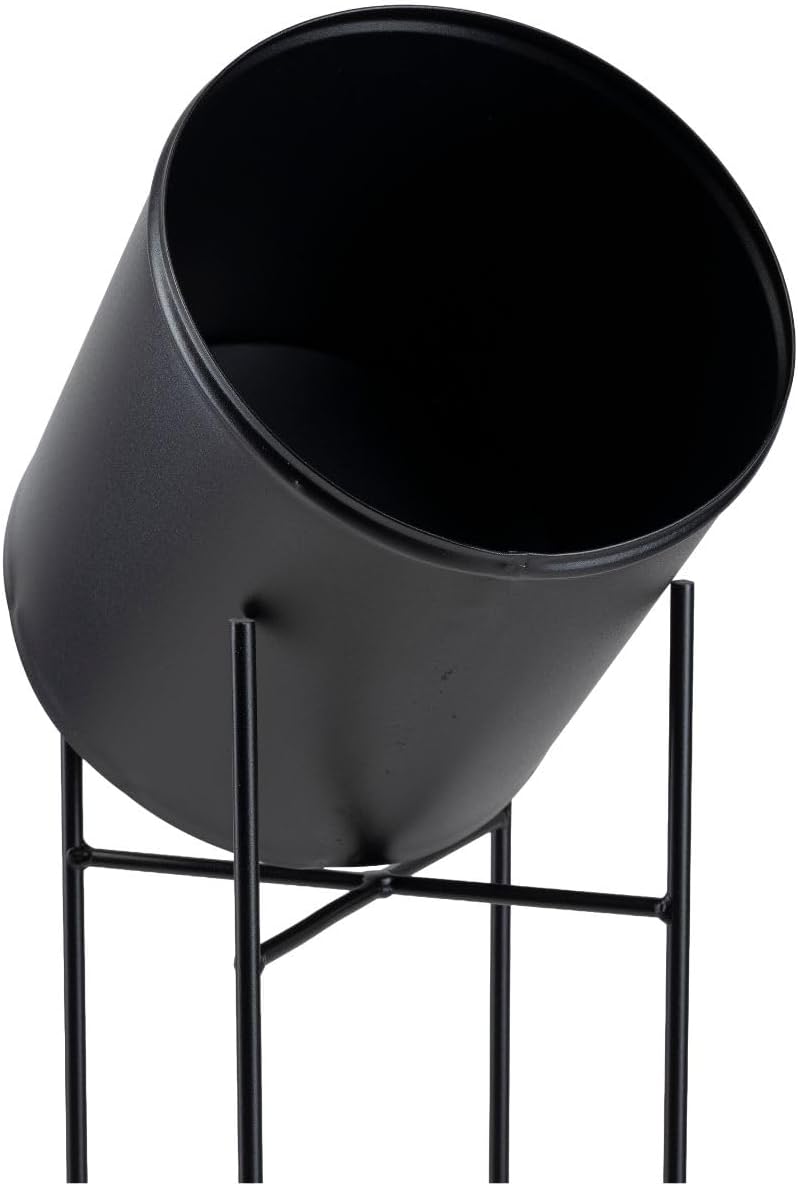 Moderne Blumenständer Metall 75 cm Hoch mit Schwarz Blumentopf Rund 21 cm Ø auf Robuste Ständer - Pf