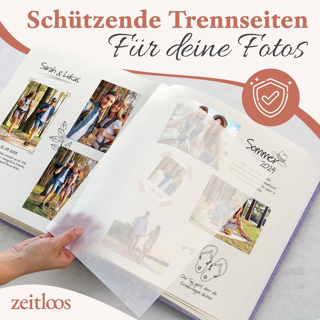 Das Fotoalbum für die Ewigkeit - 100 Seiten mit Platz für 500 Fotos. Fotoalbum leinen Fotoalbum lila