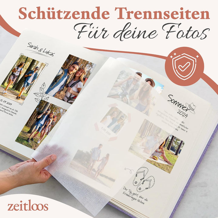Das Fotoalbum für die Ewigkeit - 100 Seiten mit Platz für 500 Fotos. Fotoalbum leinen Fotoalbum lila