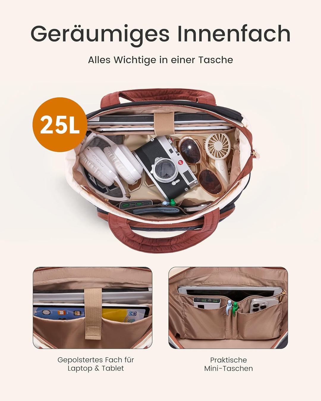 LOVEVOOK Shopper Tasche Handtasche Damen Gross, Leicht Puffer Arbeitstasche mit grossem Wasserflasch