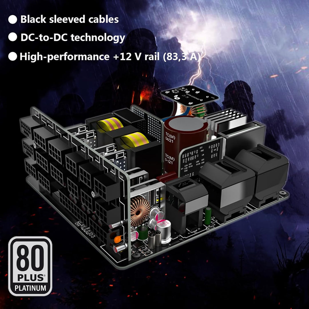 LC-Power LC1000P 80 Plus Platinum Vollmodulares Netzteil mit 850W Leistung und 10 PCI-Express-Anschl