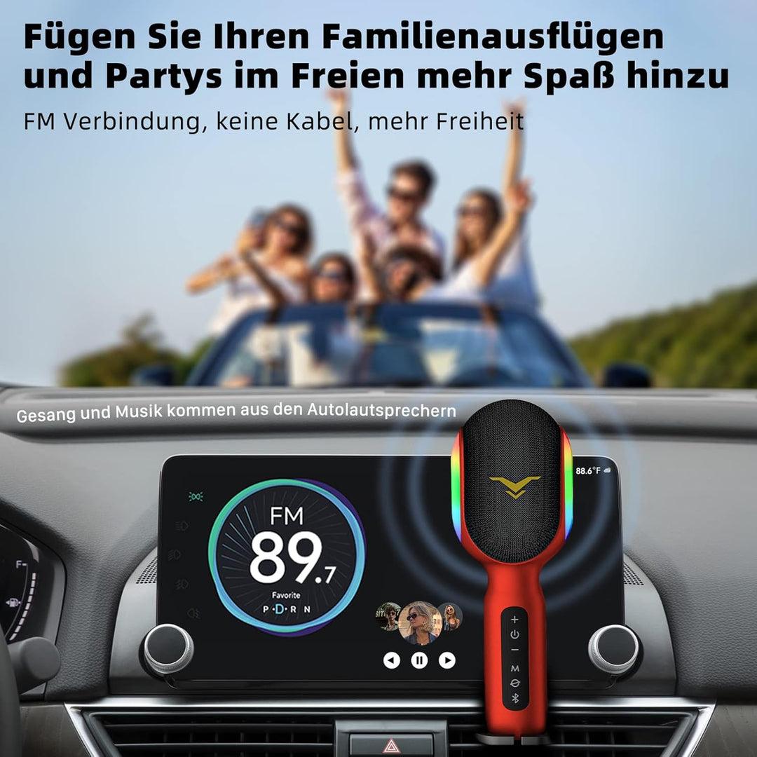 Karaoke Mikrofon, LED Drahtloses Bluetooth Mikrofon, Tragbare LED Kinder Karaoke Mikrofon mit Musik