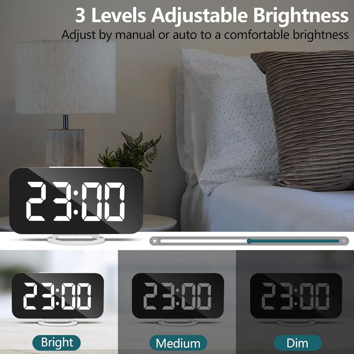 U-picks Wecker Digital, LED Digitale Uhr, 6,5" Digitaler Wecker Tischuhr mit Snooze, Verstellbare He