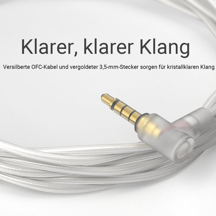 Cubilux 3,5mm 2-Pin 0,78mm IEM-Kabel mit Mikrofon, Silberbeschichtetes OFC-Kabel mit abnehmbarem Boo