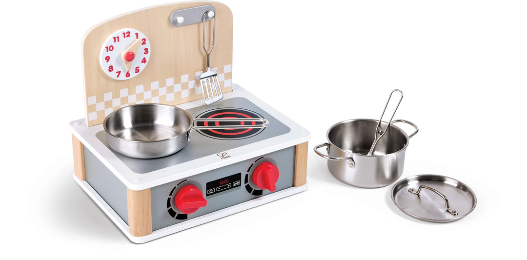 Hape 2-in-1 Küchen- & Grill-Set von Hape| Fantasiespiel Realistisches Rollenspiel Küchenset für Kind