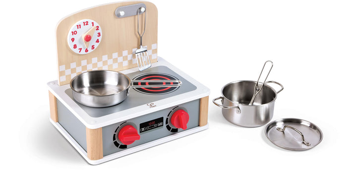 Hape 2-in-1 Küchen- & Grill-Set von Hape| Fantasiespiel Realistisches Rollenspiel Küchenset für Kind