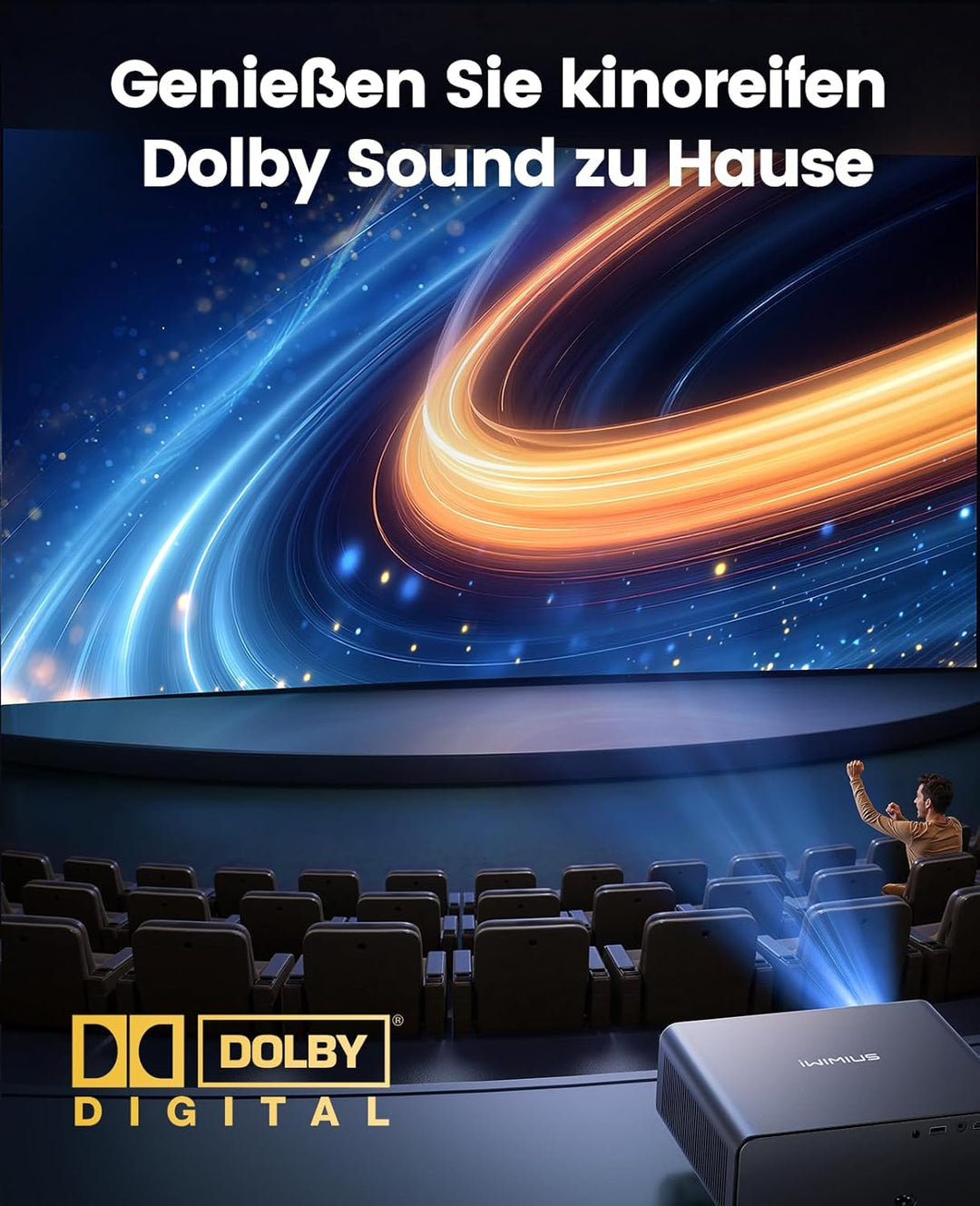 Smart Beamer 4K mit Official Netflix, Dolby Audio, 1000 ANSI Beamer 4K Heimkino Unterstützt Auto Foc