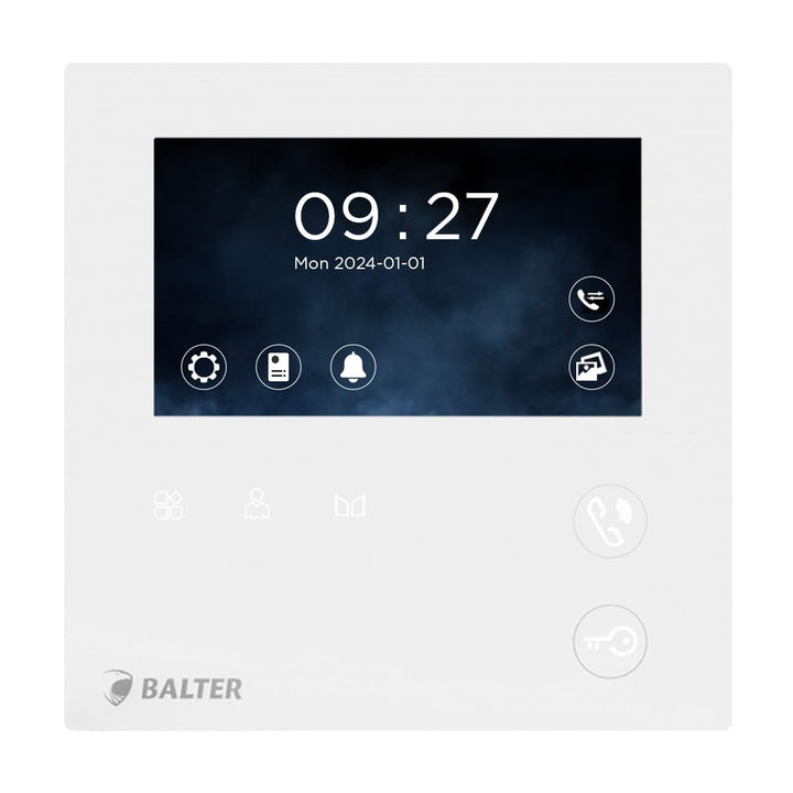 Nonic Balter EVO Mini 4.3 Zoll Kompakt Zusatzmonitor Weiss, kabelgebunden Videostation mit Interkom-