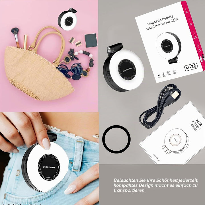 Magnetisches Handy Ringlicht, Selfie Licht mit 3 Farbtemperaturen CRI95 360° 2500k-9000k, Videoleuch