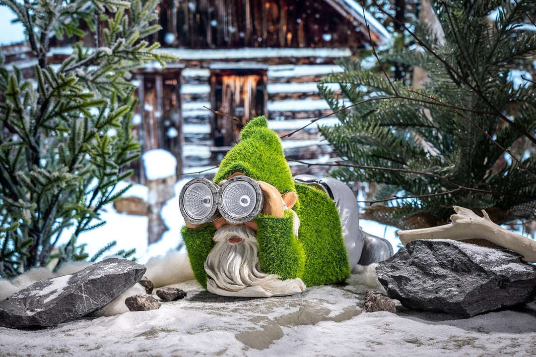 TERESA'S COLLECTIONS Lustig Gartenzwerge Gartendeko für Draussen Zwerge Figur mit Solarleuchte beflo