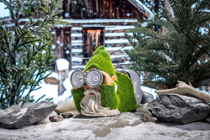 TERESA'S COLLECTIONS Lustig Gartenzwerge Gartendeko für Draussen Zwerge Figur mit Solarleuchte beflo