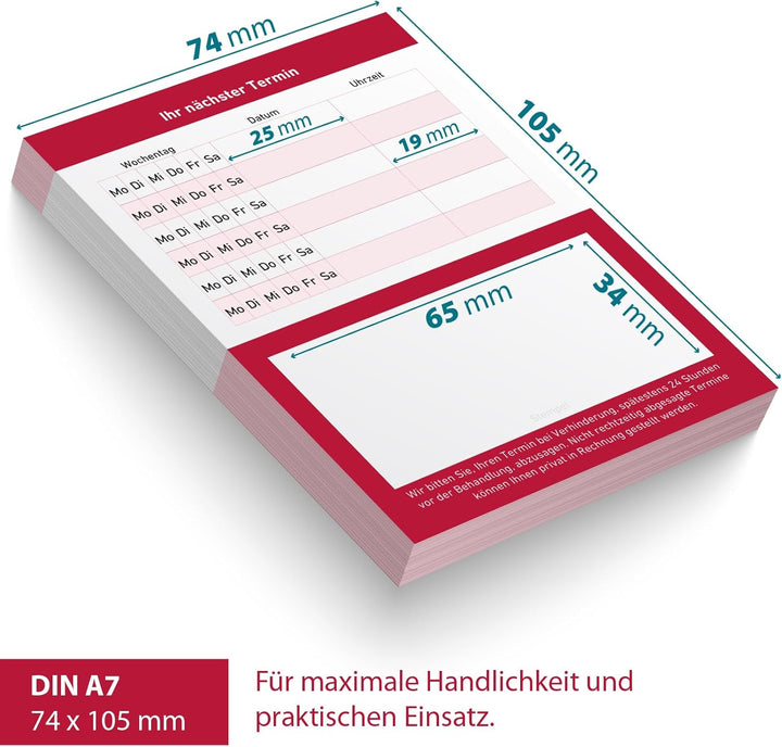 Terminblock Terminblöcke Terminzettel nächster Termin für Ärzte, Kosmetiker, Frisör & Co je Block 50