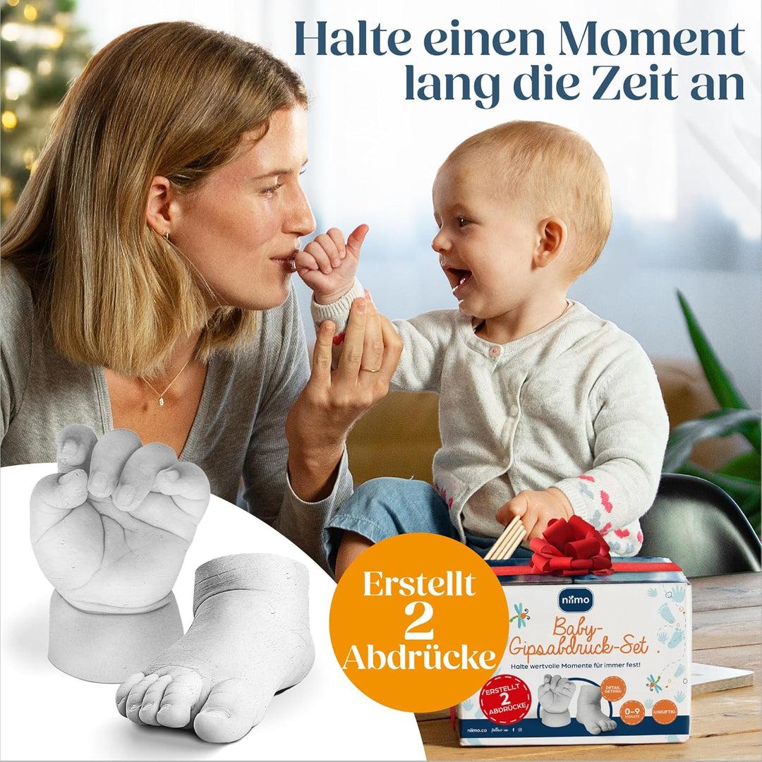 Niimo 3D Abdruck Baby Hand und Fuss - Hautsicheres Baby Gipsabdruck Set, Baby Abdruck Hand Fuss, Han