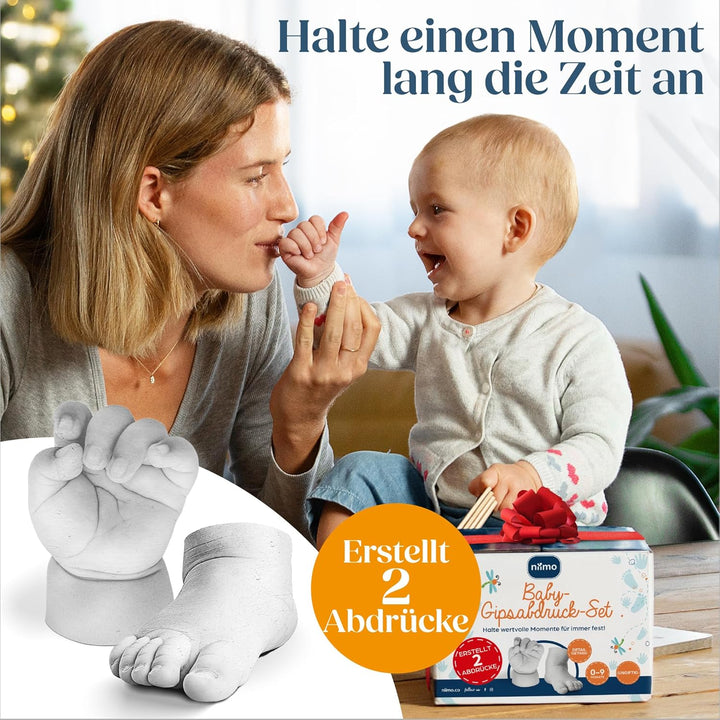 Niimo 3D Abdruck Baby Hand und Fuss - Hautsicheres Baby Gipsabdruck Set, Baby Abdruck Hand Fuss, Han