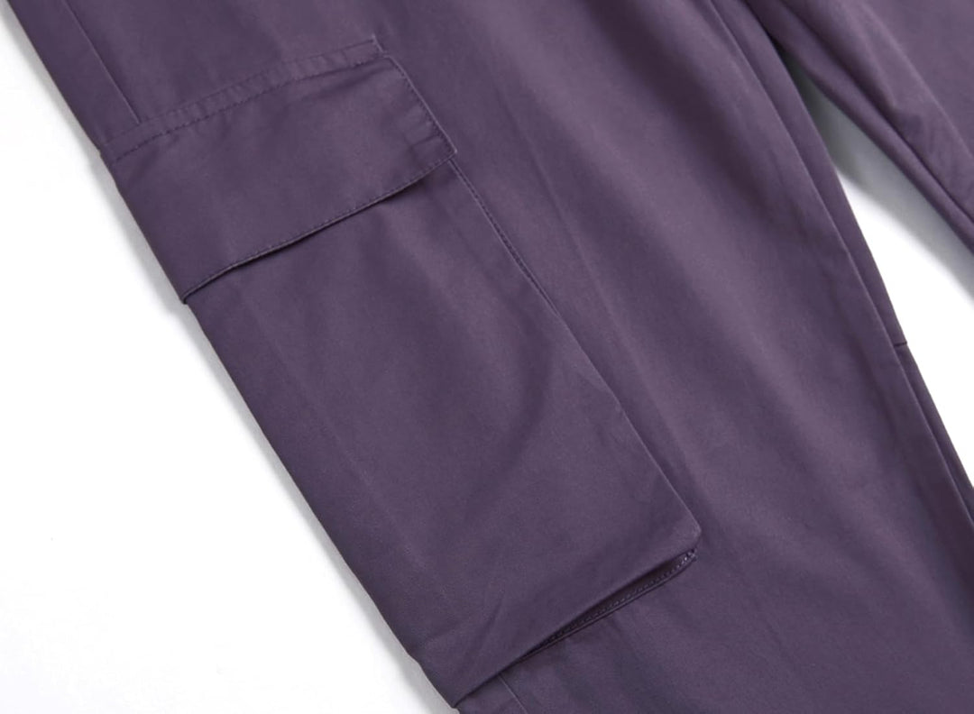 Mädchen Cargo Hose Straight Kinder Cargohose mit Gummizug, Dunkelviolett