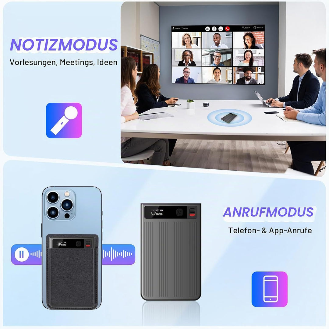 Qoosea AI Sprachrecorder 64GB Digitaler Voice Recorder mit ChatGPT-4.0 Transkription &amp; Mind Map, App