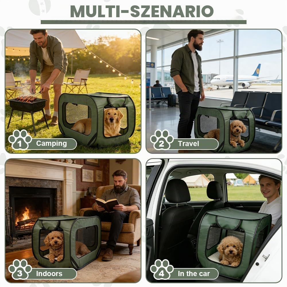 Hundebox Faltbar, 92 x 52 x 52 cm Tragbar Transportbox Hund für Katzen and Hunde Oxford Stoff Hundet