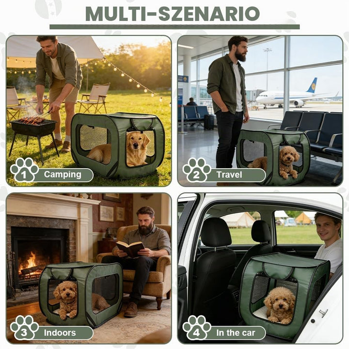 Hundebox Faltbar, 92 x 52 x 52 cm Tragbar Transportbox Hund für Katzen and Hunde Oxford Stoff Hundet