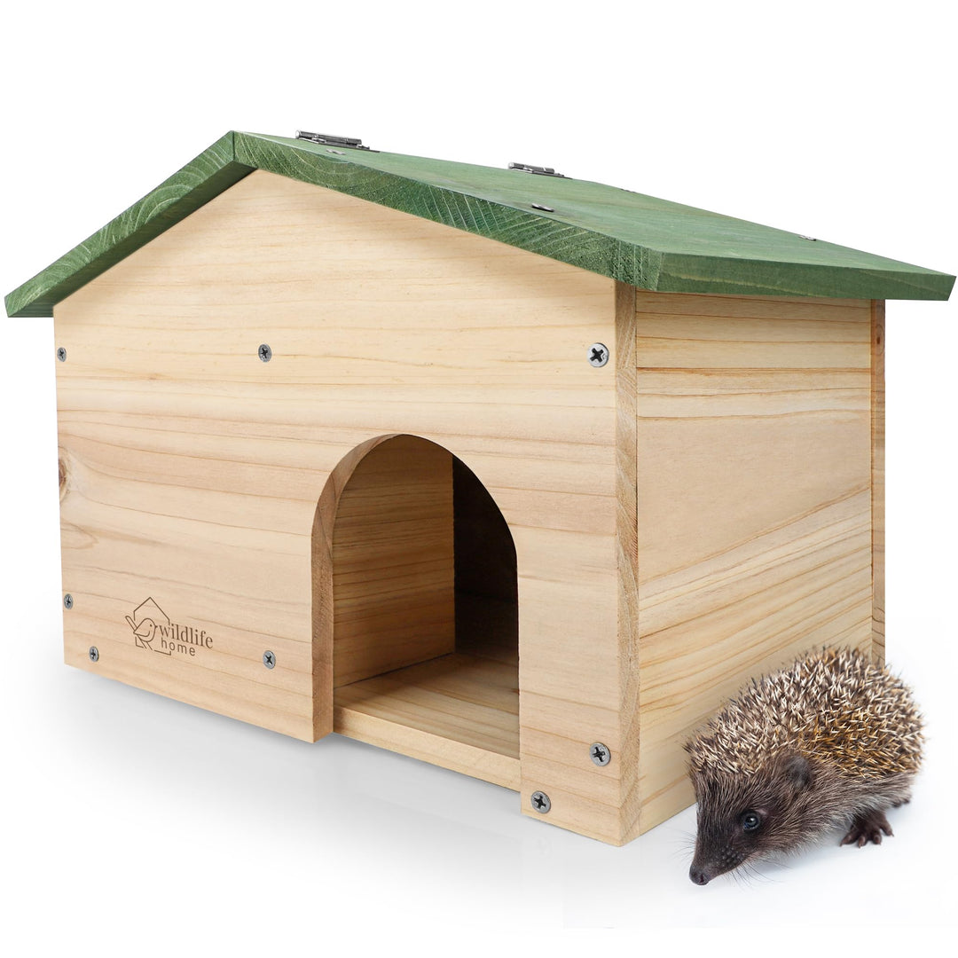 wildlife home Igelhaus Winterfest aus Holz mit Boden & wetterfestem Satteldach I Igelfutterhaus I Ka