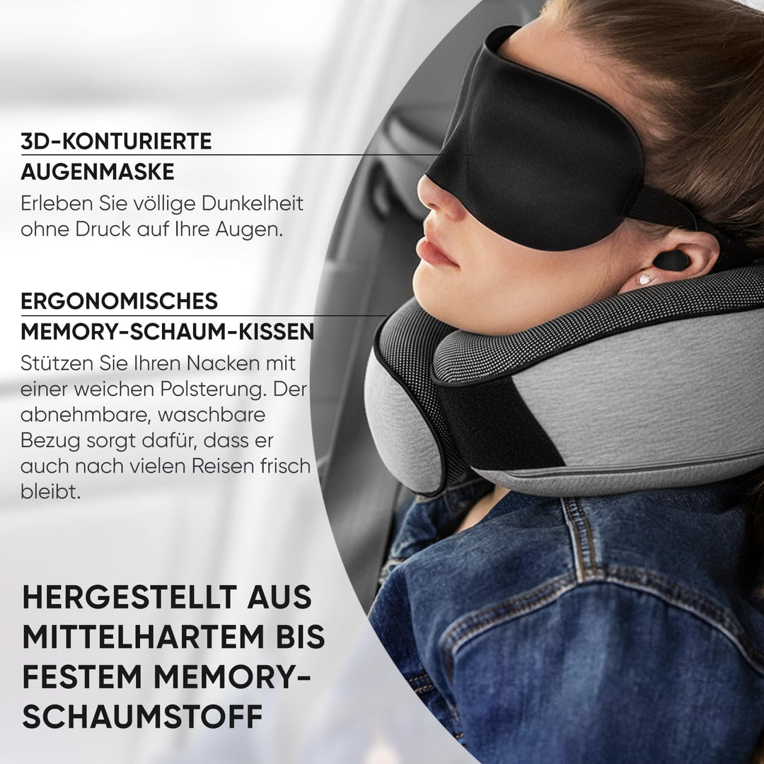 Proglobe Nackenkissen Flugzeug, Reisekissen 100% Memory Foam, Orthopädisches Nackenhörnchen, Ideal f