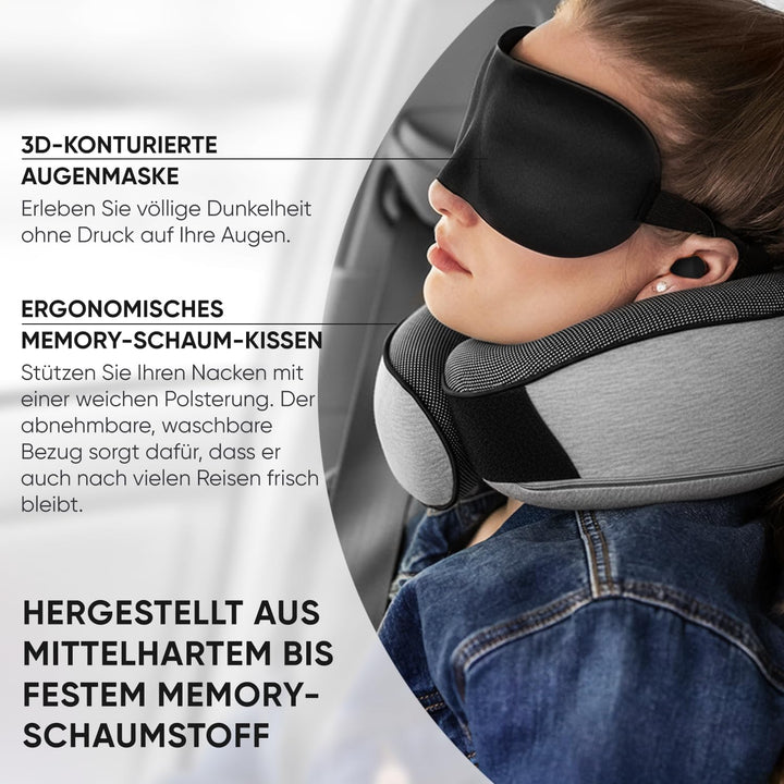 Proglobe Nackenkissen Flugzeug, Reisekissen 100% Memory Foam, Orthopädisches Nackenhörnchen, Ideal f