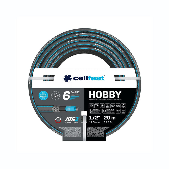 Cellfast HOBBY Gartenschlauch, Strapazierfähig, Flexibel, 6-lagig, Kreuzgeflecht ATS2, UV und Algenb