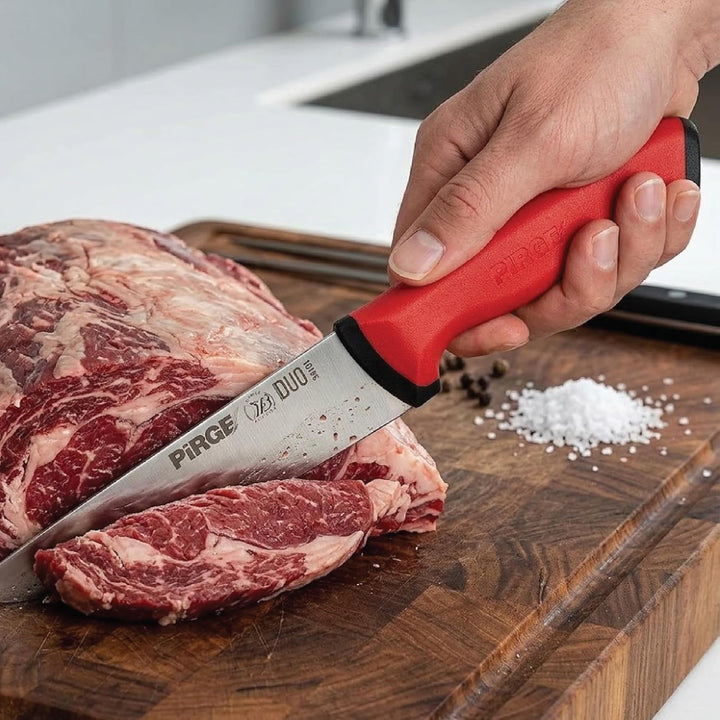 Pirge Duo Metzgermesser 16,5 cm Rot Schlachtermesser - Fleischermesser - Stechmesser - Exzellenter S