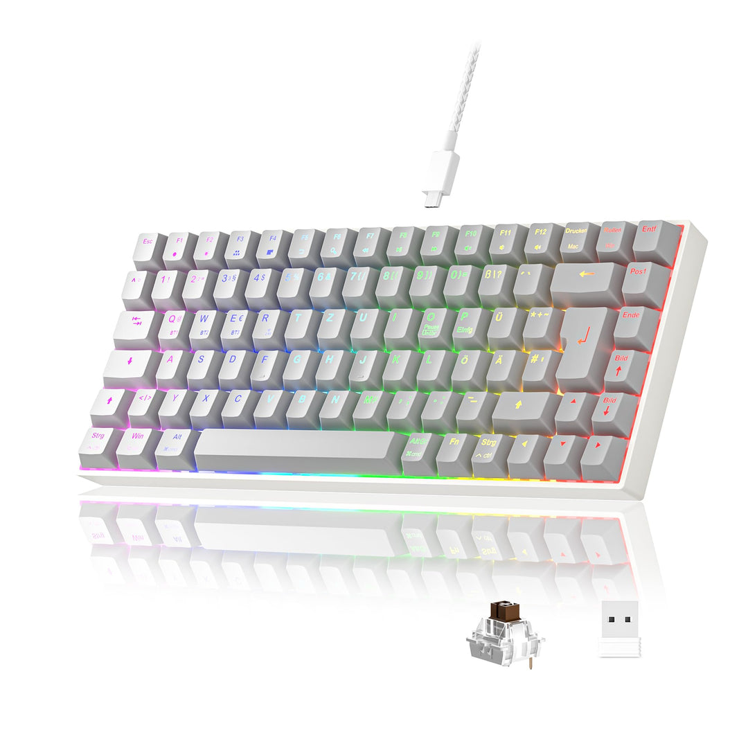 Newmen GM840 Gaming Tastatur Mechanische,2.4G Kabellose/Bluetooth/USB C Mit Kabel 75 Prozent TKL Tas