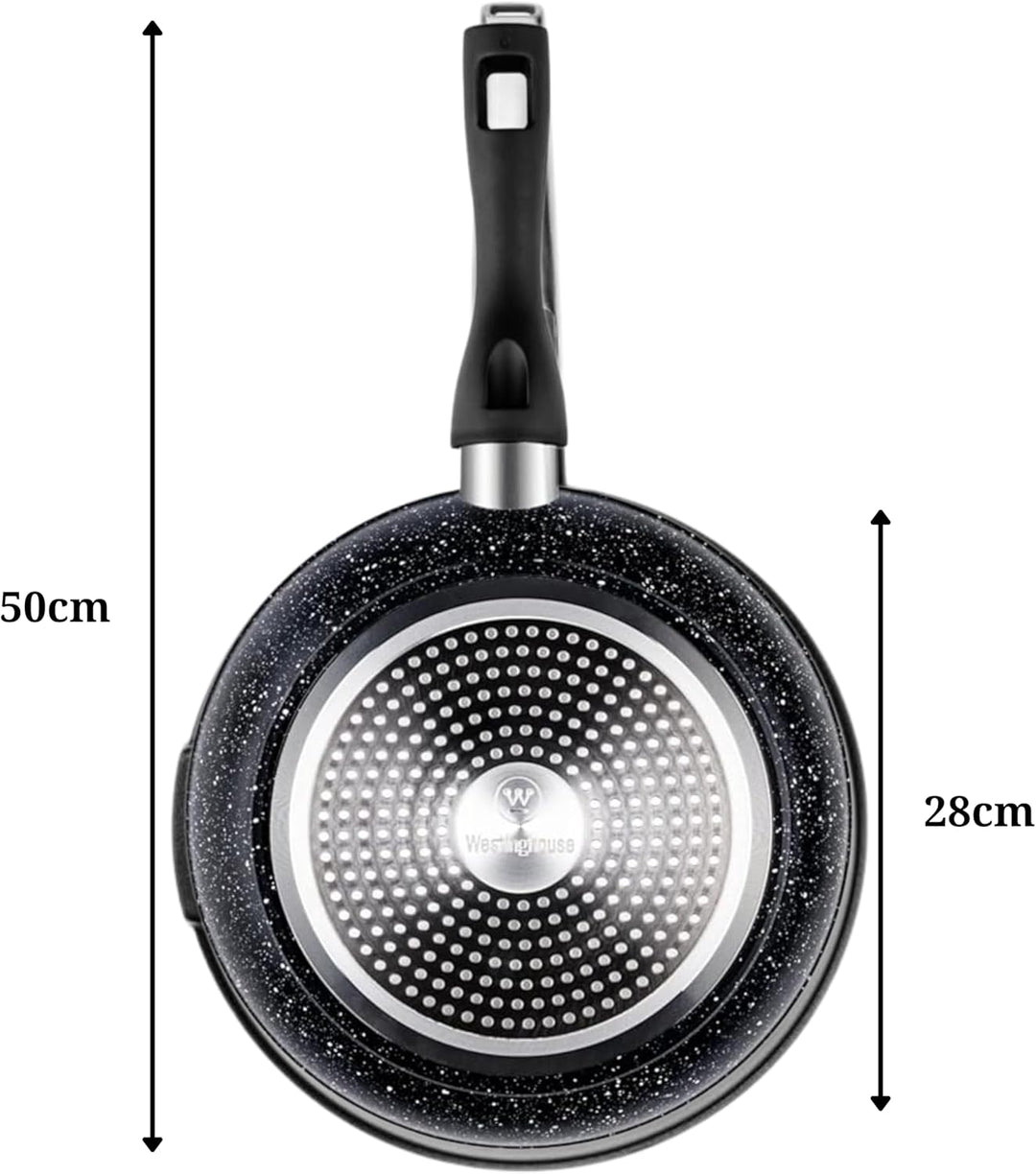 Westinghouse PERFORMANCE SERIES Wok Pfanne mit Deckel, Beschichtete Pfanne 28 cm mit Edelstahl-Griff