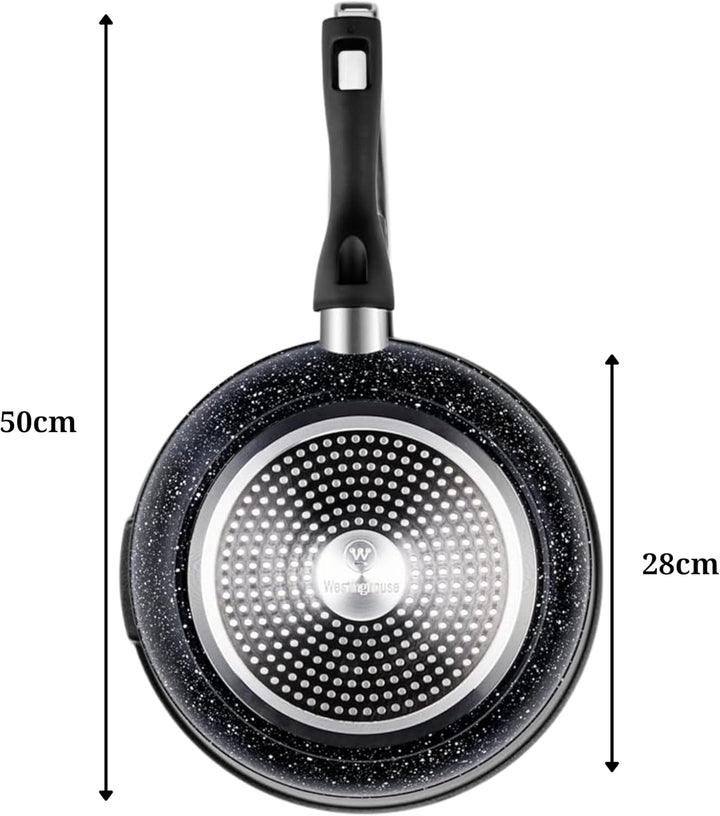Westinghouse PERFORMANCE SERIES Wok Pfanne mit Deckel, Beschichtete Pfanne 28 cm mit Edelstahl-Griff