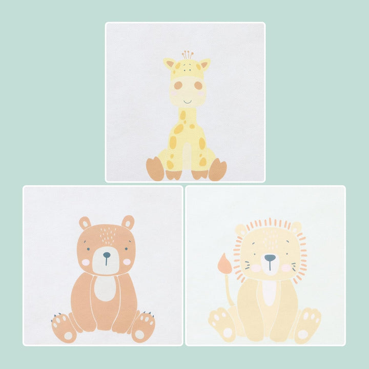 Relaxdays 3er Set, Kinder Aufbewahrungsboxen, süsse Tier-Motive, Faltbox für Würfelregale, HBT: 30x3