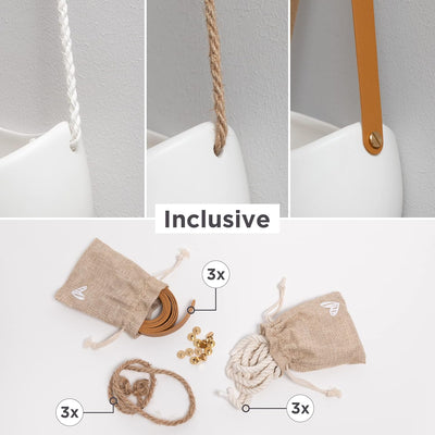 Kazai. Wandvasen -Ellie- | Hängende Keramik-Blumentöpfe 3-teilig | Wand-Deko für Zimmer, Balkon und