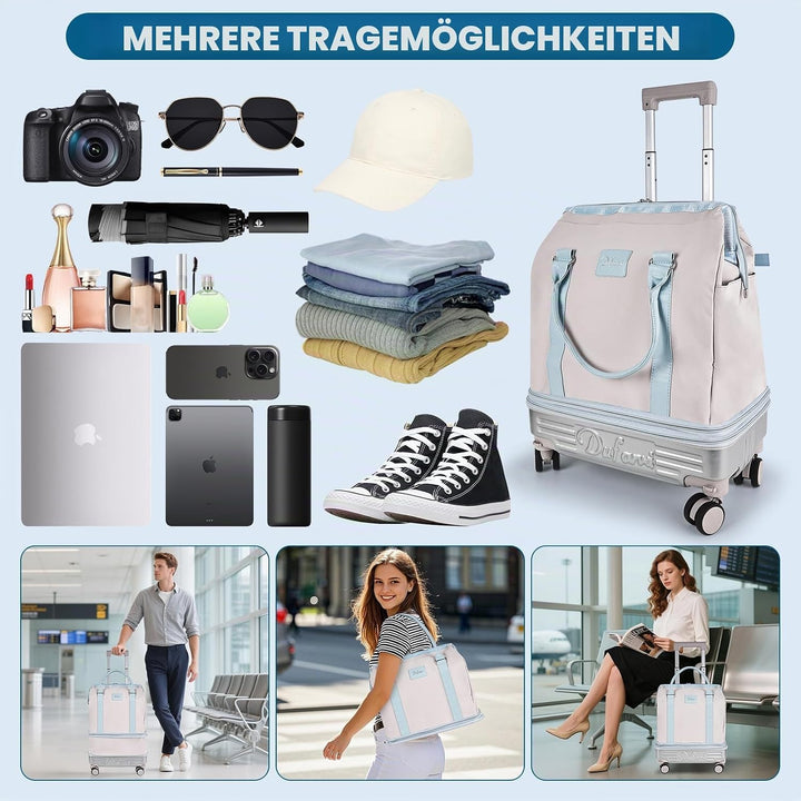 Hivexagon Faltbare Reisetasche mit Rollen, abnehmbaren Spinner-Rollen, erweiterbarem Fassungsvermöge