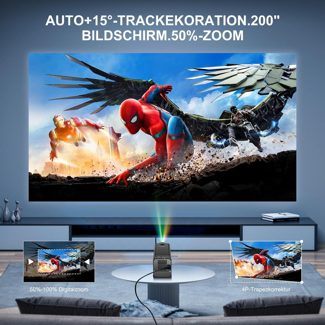 Salange Mini Beamer,kompatibel mit Netflix,4K Unterstützt Android 13, Smart Projector Portable 5G Wi