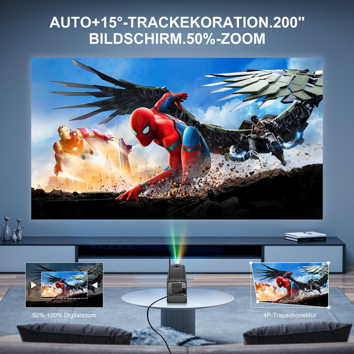 Salange Mini Beamer,kompatibel mit Netflix,4K Unterstützt Android 13, Smart Projector Portable 5G Wi