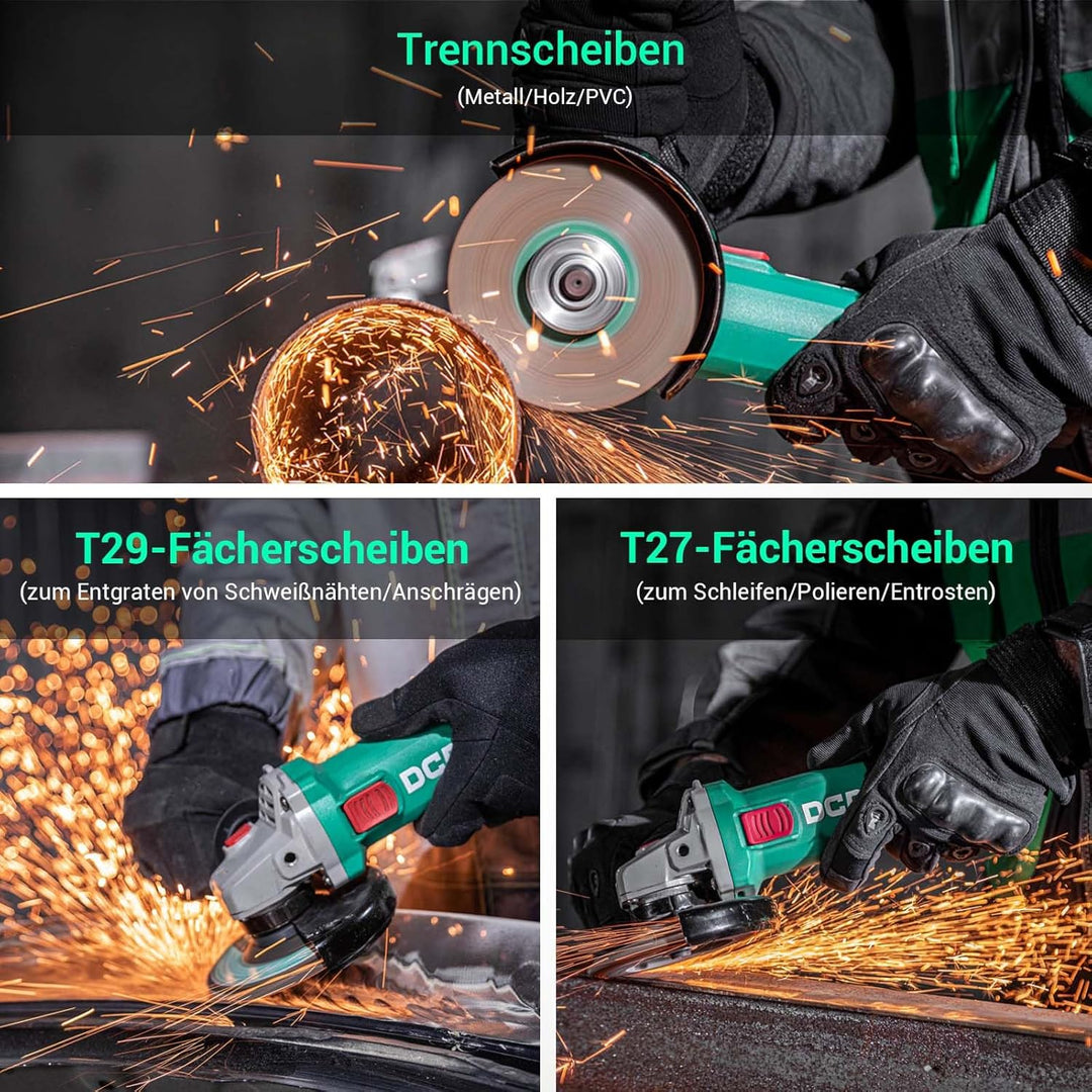DCA 860W Winkelschleifer 125 mm, 11.800 min⁻¹, Ultraschlanker Griff (178 mm Griffumfang), Kompaktes