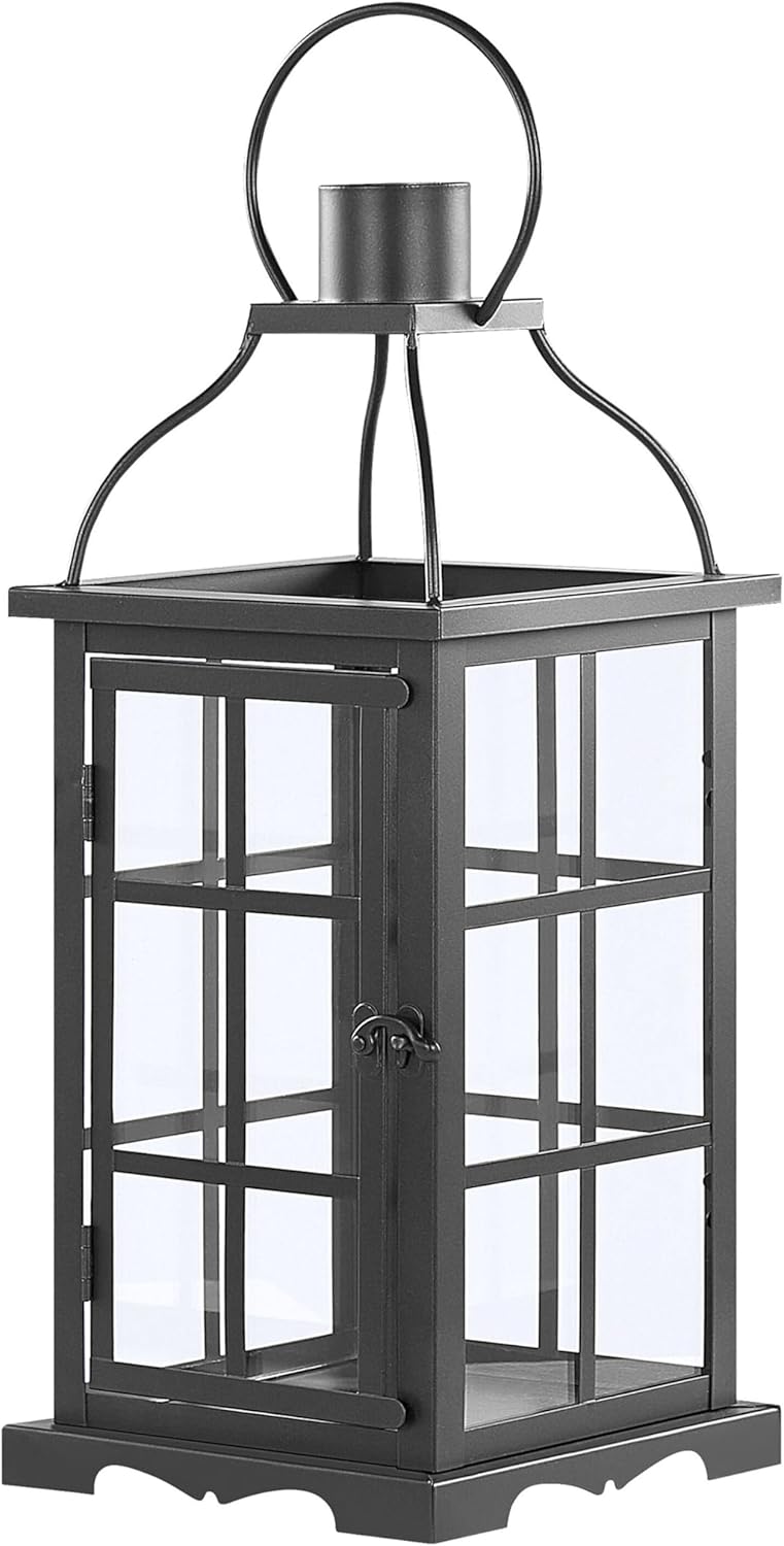 Windlichtlaterne Gartenlaterne Höhe 42 cm schwarz Eisen Dekolaterne Clara
