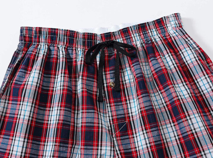 MoFiz Herren Schlafanzughose Baumwolle und Polyester Pyjamahose Lange Karierte Freizeithose Loungeho