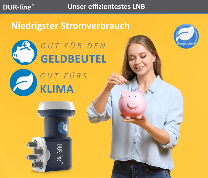 DUR-line Blue ECO Quattro LNB - extrem stromsparend - nur für Multischalter - Premium-Qualität - [ T