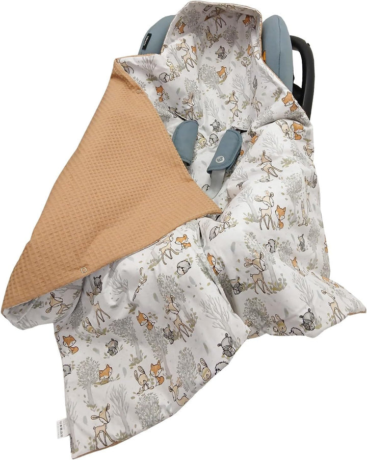Leanbe Baby Einschlagdecke Doppelseitig 86x86 cm Baumwolle-Wafellstoff für Kinderwagen und Babybett