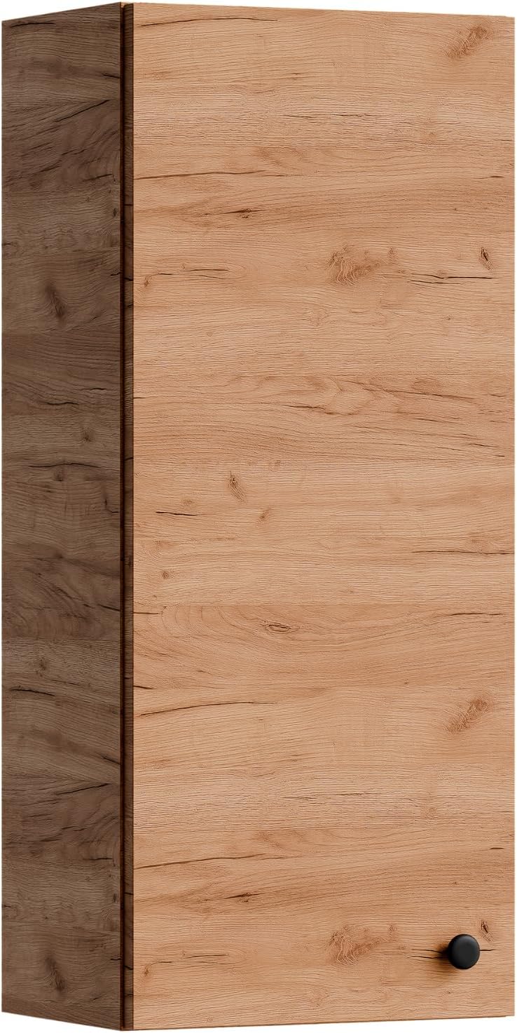 Planetmöbel Bad Midischrank in Gold Eiche 32cm, Hängeschrank für Badezimmer, Kleiner Badschrank für