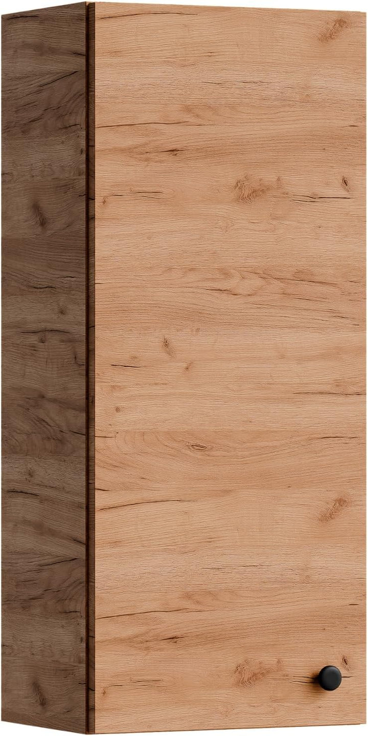 Planetmöbel Bad Midischrank in Gold Eiche 32cm, Hängeschrank für Badezimmer, Kleiner Badschrank für