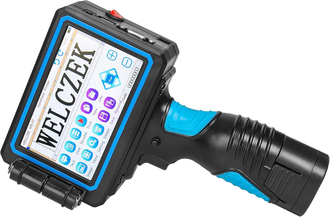 WELCZEK WK-01 Handdrucker mit 5-Zoll-Touchscreen Tragbarer Handheld Tintenstrahldrucker für Etikette
