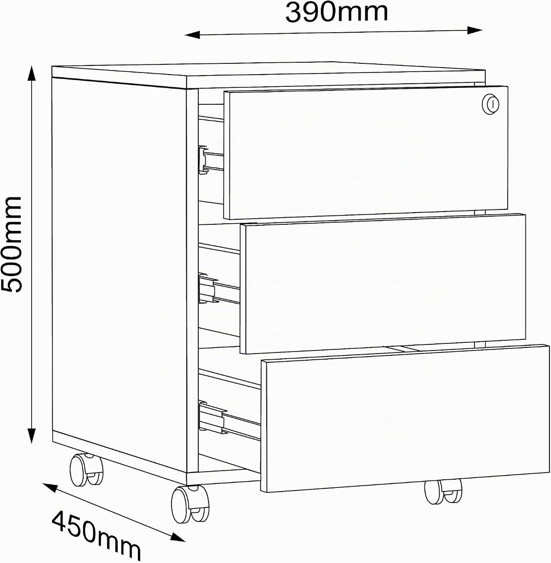 VCM Rollcontainer Beistellcontainer Bürocontainer Rollen rollbar Salia 3 Schublade Tiefe 45 cm Anthr