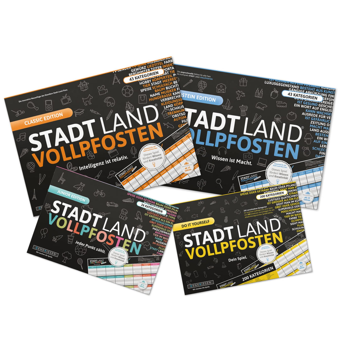 DENKRIESEN - Stadt Land VOLLPFOSTEN® - Family-Pack - Stadt Land FLUSS MEGA Pack - Innovative Spieles