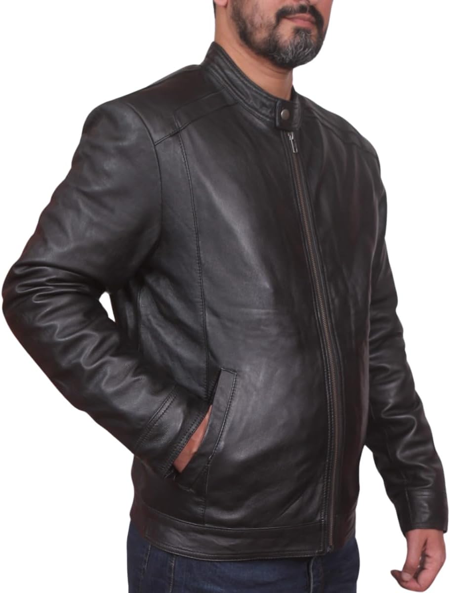 West clever Herren-Lederjacke, 100% echtes weiches Schafsleder, Herrenjacken, Jungen-Winterjacke, He